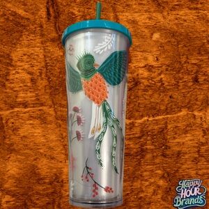 2017 Starbucks Quetzal Bird Flowers 24oz Acrylic Cold Cup Tumbler Venti Rare HTF